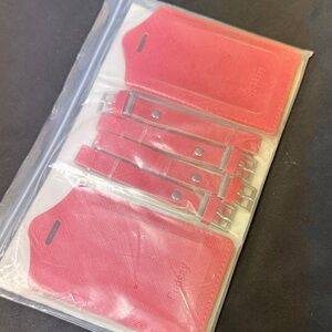 Sodsay Reddish Leather Luggage Tag Set all new 4 pieces with adjustable straps